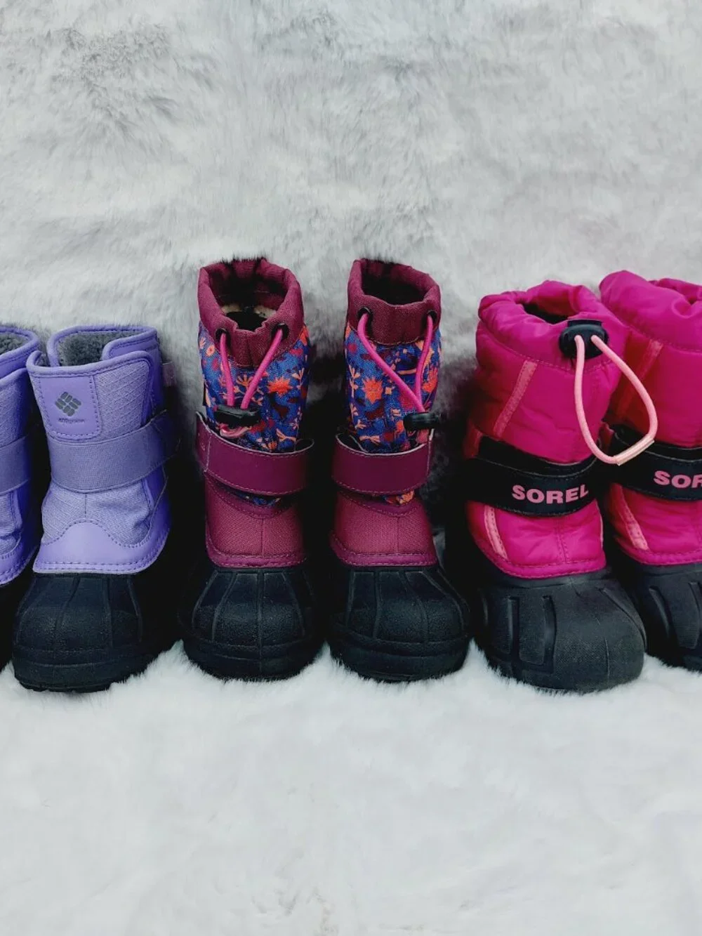 Set of 3 Sorel Columbia Girl's Purple Pink Ankle Snow Winter Boots Size US 9